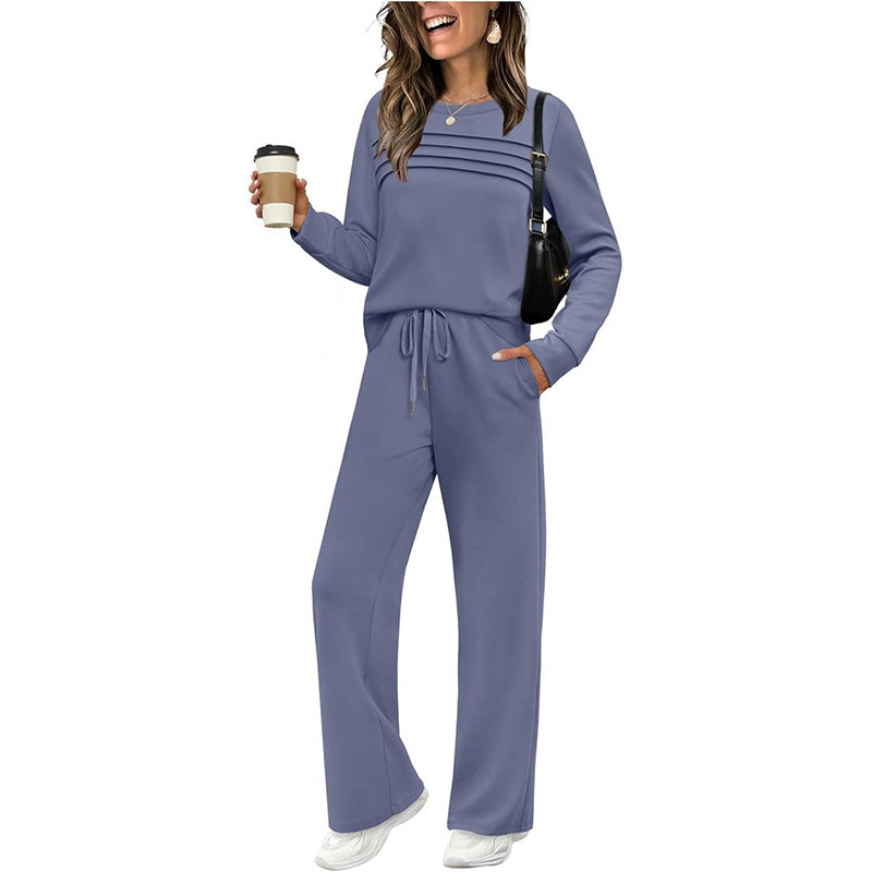 🎁2026 New Arrivals 50% OFF💥Women's Crew Neck Top & Drawstring Pants Set