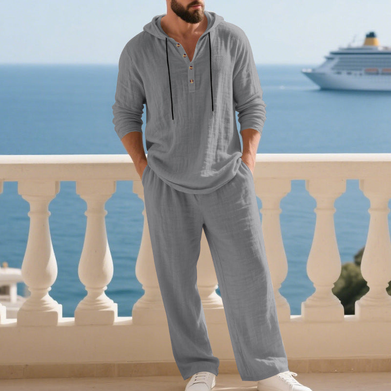 📢📢60% OFF !!!Men's Hooded Casual Loose Top & Pants 2-Piece Set